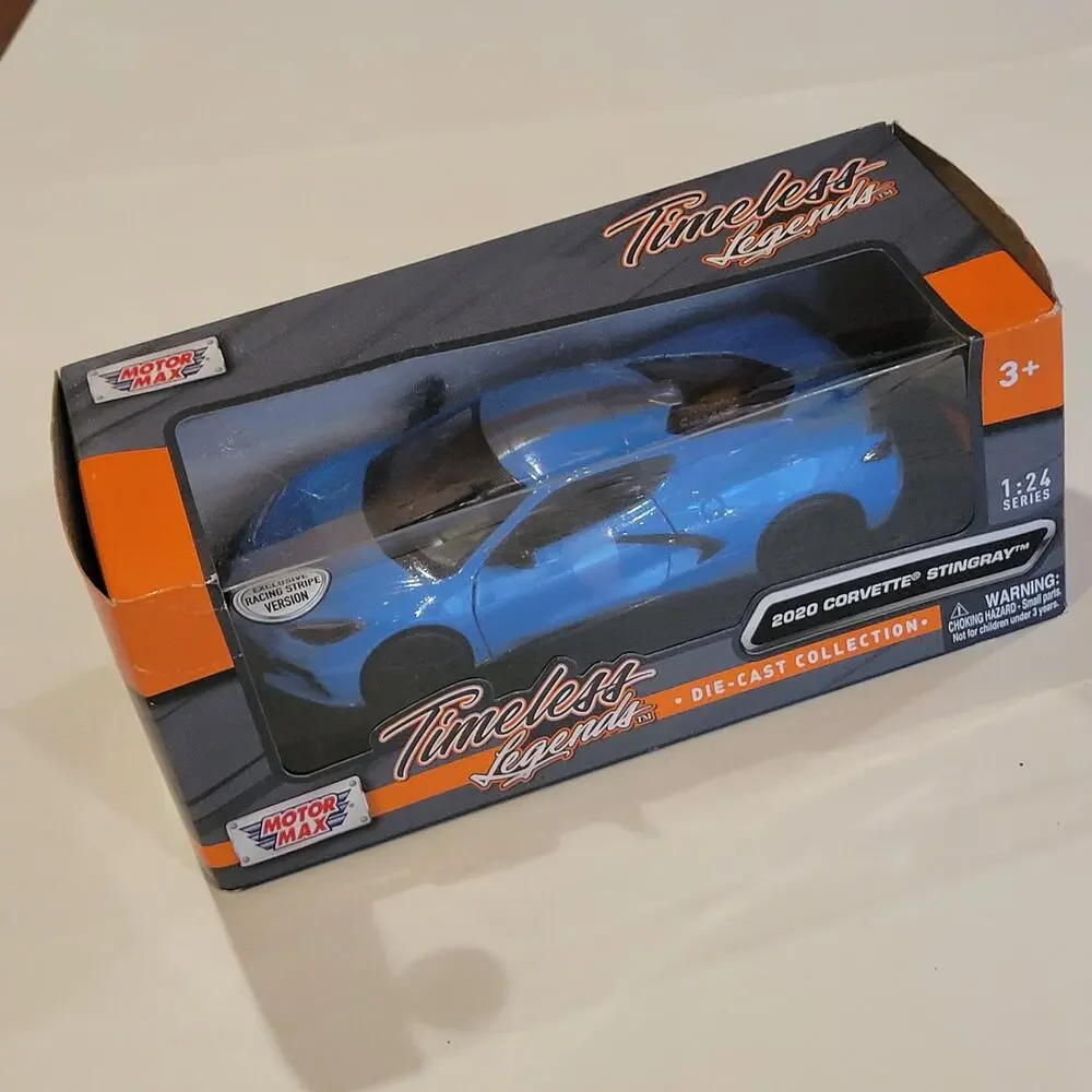 Motormax Timeless Legends 1:24 Corvette C8 Stingray 2020 Blue Diecast Car New